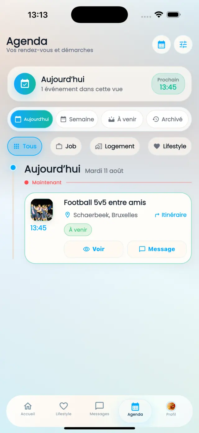 Agenda personnel avec visites et événements
