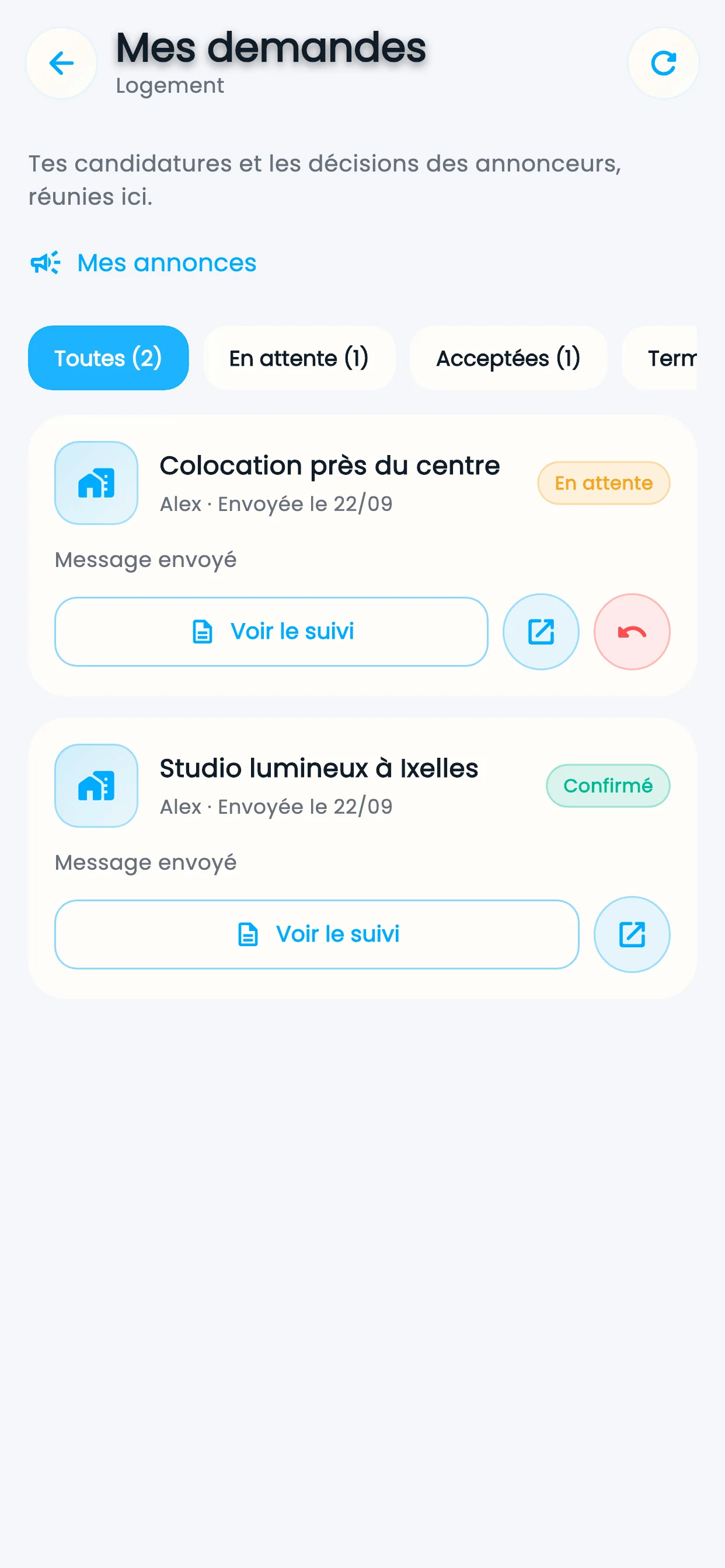 Candidatures Job et Logement
