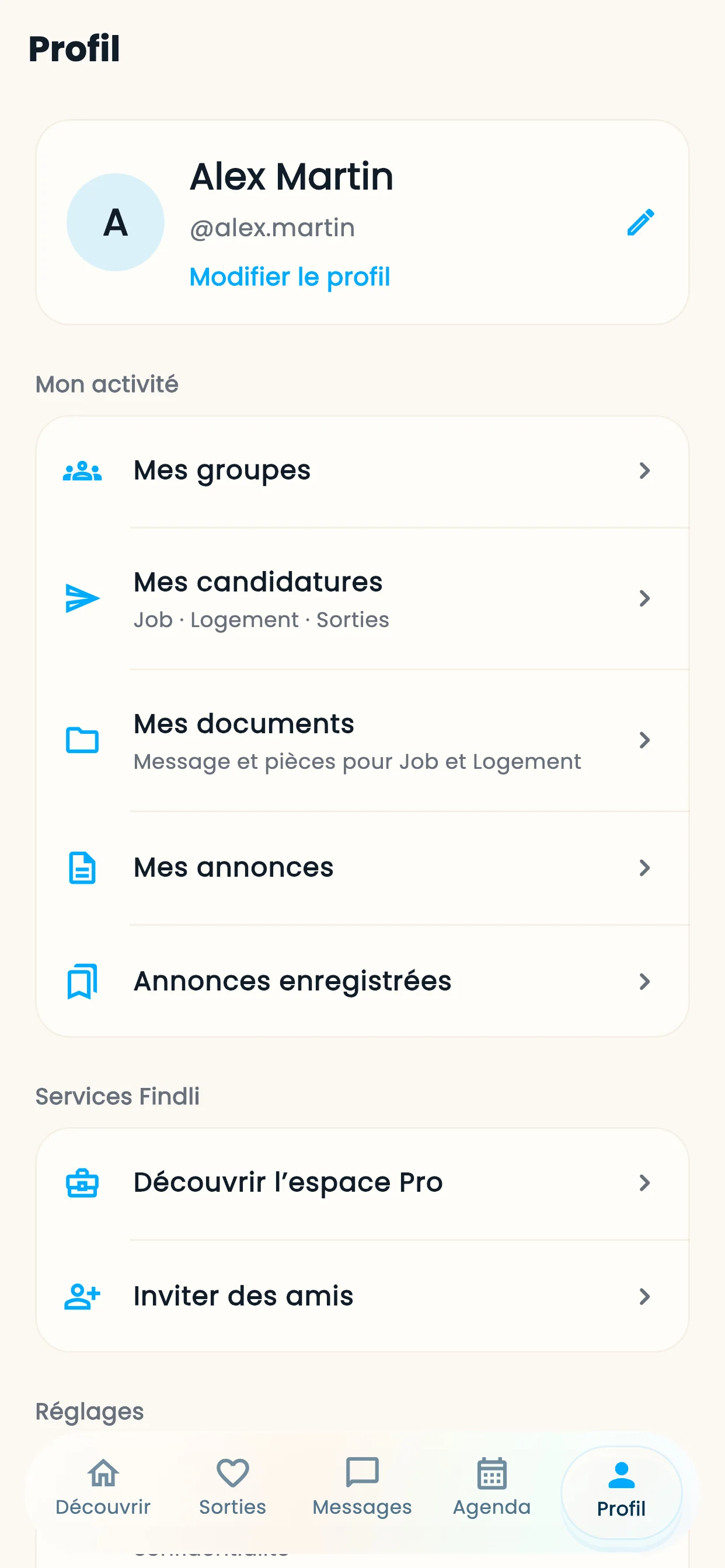 Un profil simplifié